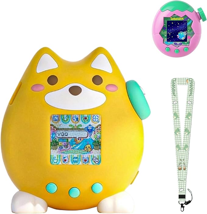 for Tamagotchi Paradise Case,Cute Standing Dog Silicone Protective Cover for Tamagotchi Paradise Electronic Pet,Waterproof Washable Shockproof Anti-Drop 360Full Protection,Puppy Style(Yellow)