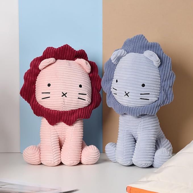 Lion Plush Corduroy (Pink) 11" Stuffed Animal for Baby, Toddler, Kids, Adults - Lion Corduroy Toy-Adorable Toy Made from Kid-Friendly, Quality Material
