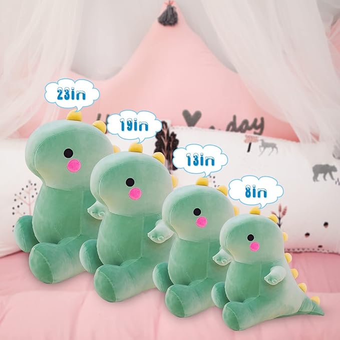 Cute Dinosaur Plush Toys, Fat Dinosaur Stuffed Animals Toys Dolls, Dinosaur Plush Toy Soft Stuffed Animal Dino Plushies Doll Cute Birthday Gifts for Kids Girls Boys (Green,13in)