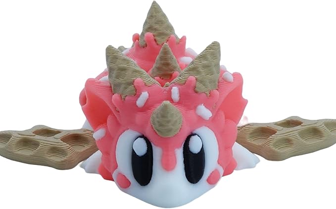 3D Printed Dragon Figurine, Decorative Collectible (Pink 3 Dragons and 1 Egg)