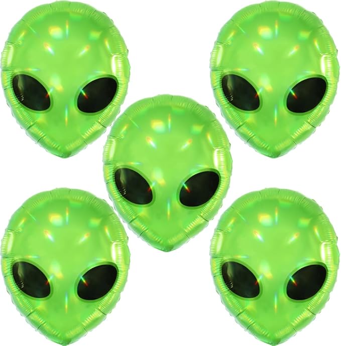Green Alien Head balloons,Starry Alien UFO Party Supplies,Outer Space Science Fiction Party Decorations,Fantasy Space Party,Halloween Galaxy Theme Supplies