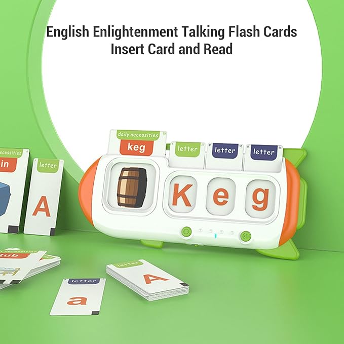 Yinhing Talking Flash Cards, Rechargeable Educational Learning Toys for Toddlers with Interactive CVC Words, Preschool Kindergarten Children
