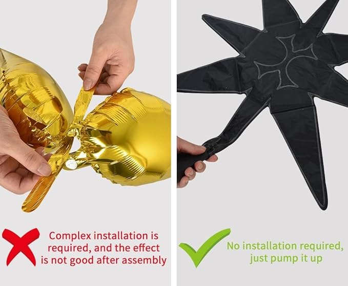 TONIFUL 8 Pcs Black Red Star Foil Balloons Large Explosion Star Mylar Decorations for Party Backdrop Christmas New Year Birthday Wedding Baby Shower Anniversary Photo Booth Supplies