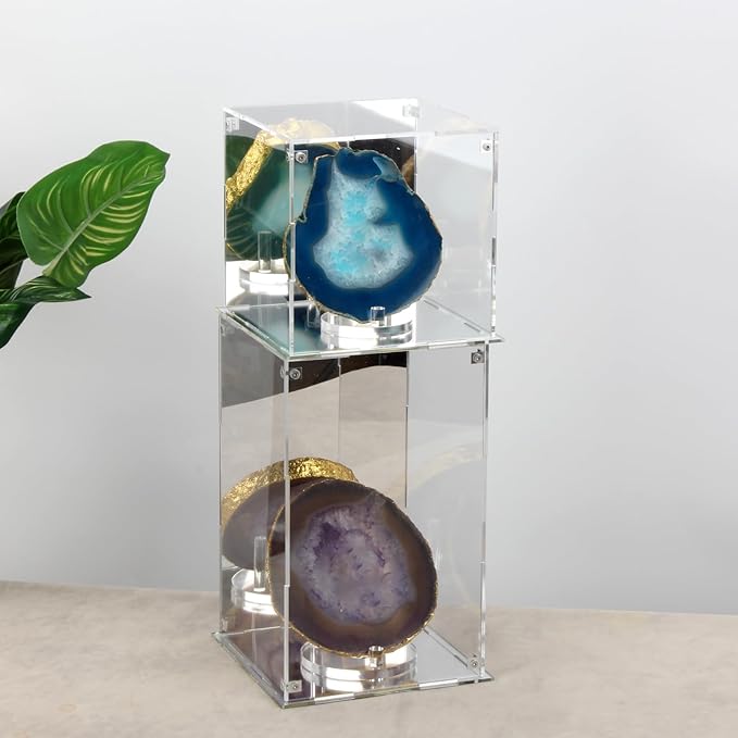 Clear Acrylic Box with Mirrored Back and Base, Removable Display Case with Lid for Collectibles, Assemble Countertop Decorative Storage Box for Display Action Figures Toys Jewelry, 6x6x10Inch