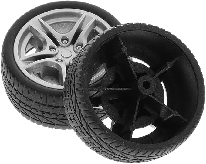 4 Pcs Toy Car Black Tires, 48mm Simulation Rubber Wheel Tire Wheel for RC Car Truck DIY Model Toy Wheel Replacement Accessories, Tire and Wheel Sets, Remote and App Controlled Vehicles Toy