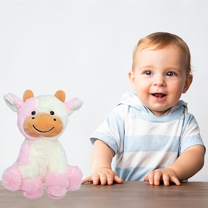 9 inches Cow Stuffed Animal Soft Plush Cute Cow Doll for Boys Girls (Pink Cow)