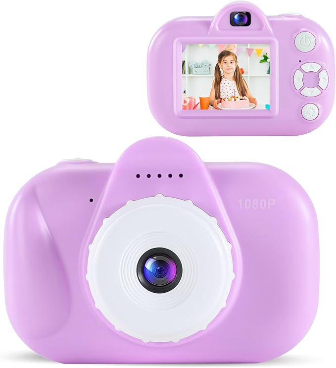 Kids Camera 1080P Toddler Camera for Kid with 32GB SD Card, Digital Camera for Age 3 4 5 6 7 8 Toddler Toys Toys for Ages 5-7, Christmas Birthday Gifts for Children, Light Purple