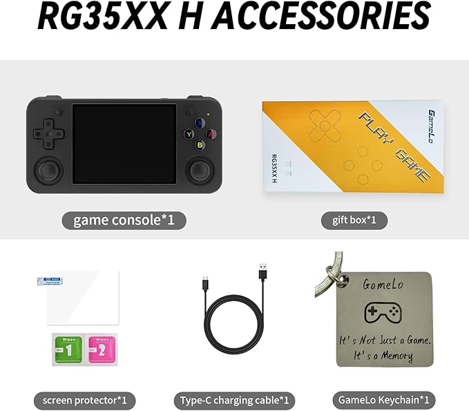RG35XX H, Anbernic Retro Handheld Gaming Console with 64GTF Card, Dual Joystick Design 3.5-inch HD Screen Lasts up to 8 Hours High-Capacity Battery for Better Experience (64G Jet)