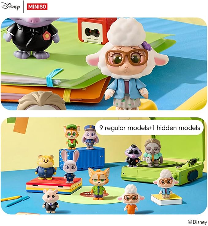MINISO Disney Zootopia Daily Time Dressing Up Series Figure Blind Box, Mystery Animal Figurines, Surprise Box Figure Model Zootopia Blind Box Toy, Disney Figures for Home Decor Birthday Gifts (Random)