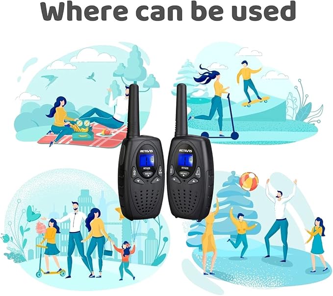 Retevis RT628 Kids Walkie Talkies, Key Lock, VOX Crystal Voice, Black Bundle with EZTalk 80 Walkie Talkies for Kids, Science STEM Kits DIY Toys for Boys Girls Ages 6-12 Christmas Birthday Gifts