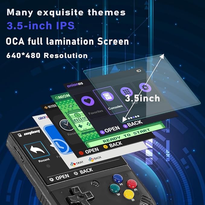 Miyoo Miyoo Mini Plus Retro Gaming Console, Handheld Game Console with 3000mAh Battery 3.5'' IPS Screen, Compatible with a Large Variety of Classic Games. Support WiFi & RTC, Black