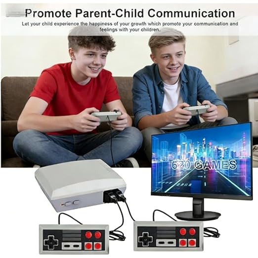 Retro Gaming Console with 300+ Classic Games & 2 Wired Controllers for Family Fun
