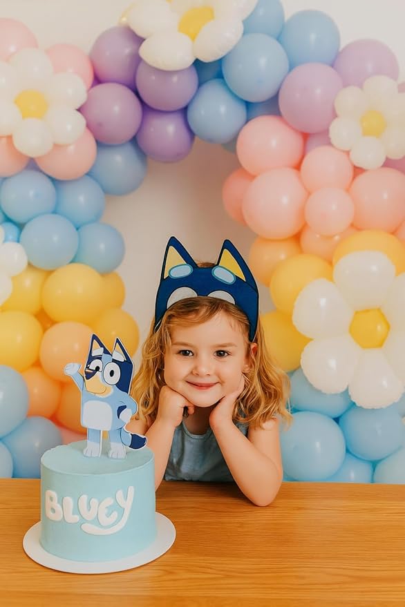 Blue Dog Daisy Balloon Arch Garland Kit for Girls Wackadoo I'm Two Birthday Puppy Pawty Blue Dog Party Bingo Birthday Daisy Flower Groovy Party Decorations (Pink Blue Daisy)