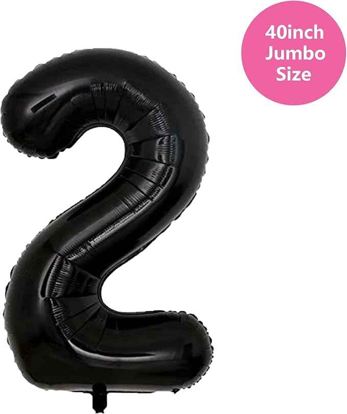 100% LIKED Two Cool Balloon Set, 40” Black Two|Black & White Smiley Face Latex |Checkered Foil for 2 Cool Birthday Decorations, Smiley Face Party Deco, Baby Shower,2nd Birthday Party Supplies