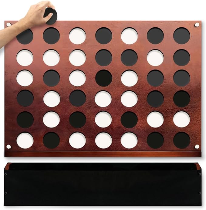 Swooc Games® - Wall Mounted Giant 4 in A Row - 60% Quieter - Jumbo Size Wall Games - Game Room Game, Accessories and Decor - Garage and Basement Decor - Large Connect - Four in a Row for Kids & Adults