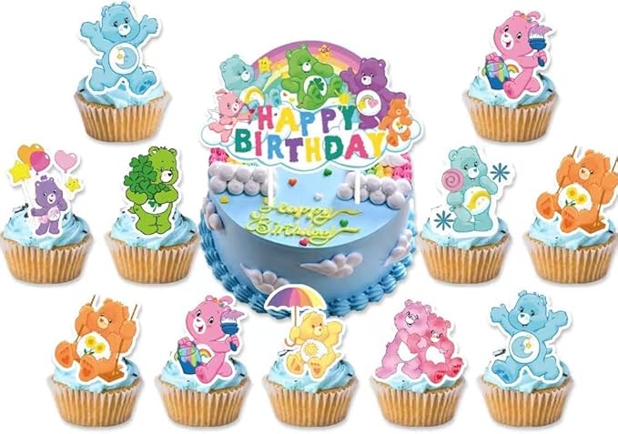 25pcs Care Cute Bear Birthday Party Supplies, Cake Toppers, Party Decorations for Boys & Girls