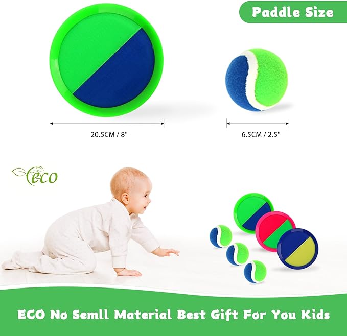 Toss and Catch Ball Game – Outdoor Catch Toy for Kids, 8inch Catch Ball Racket for Adult Backyard Beach Playground Play, 3-12 Years Boys Girls Birthday Gifts