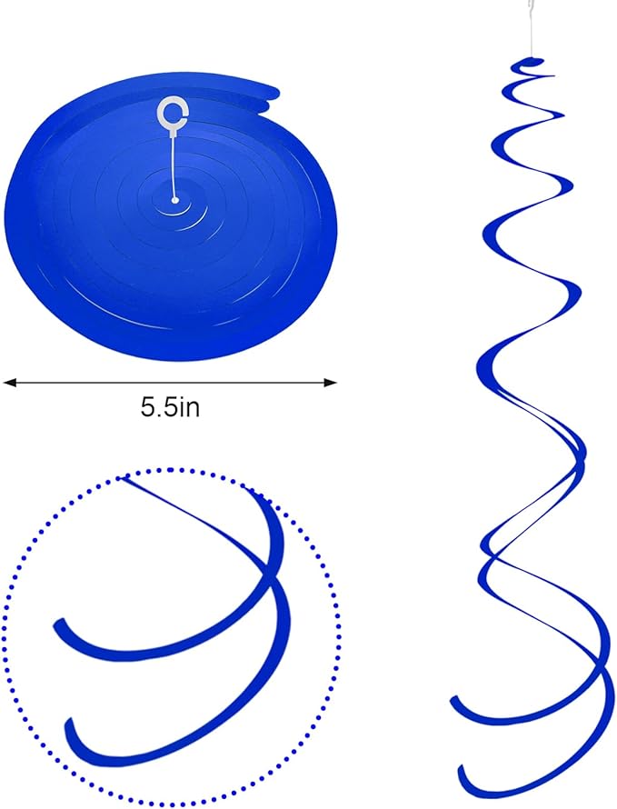 Ceiling Swirl Foil Decorations Hanging Plastic Streamer Themed Swirl Party for Graduation Celebration, Pack of 28 (Blue and Gold)