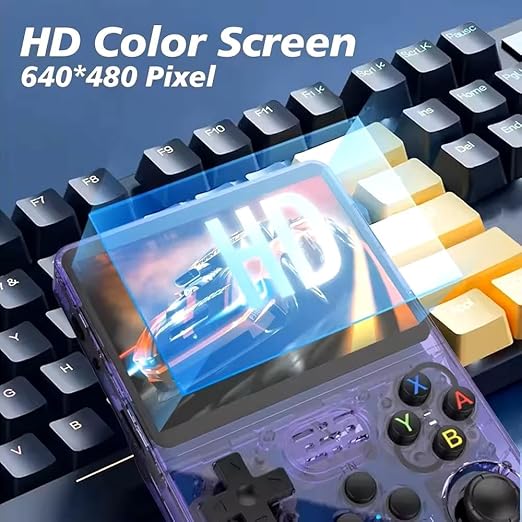 Handheld Retro Game Console with 21,000+ Games, 3.5" IPS Screen, and Dual TF Card 128 GB System, supports 20+ emulators and features HDMI and TV output, 3500mAh battery for long-lasting fun. (Orange)