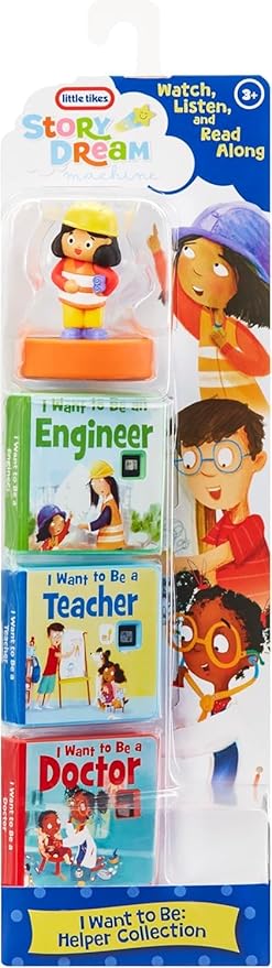 little tikes I Want to Be: Helper Collection for Story Dream Machine - 3 Stories & 1 Character, Storytime Books with Audio Play Character, For Boys and Girls Ages 3+