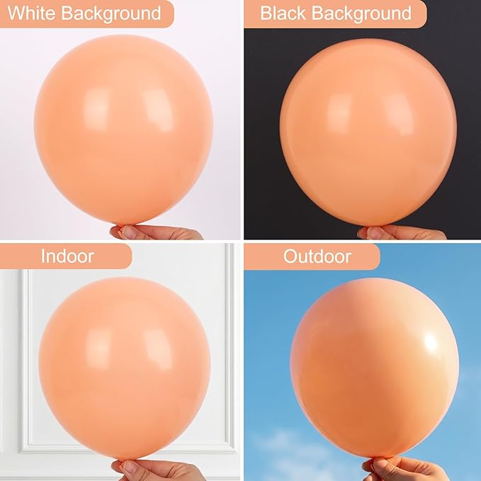 RUBFAC Peach Balloons 129pcs Different Sizes Pack of 18 12 10 5 Inch, Latex Light Orange Blush Pink Balloon Garland Arch Kit for Wedding Bridal Shower Engagements Anniversary Baby Shower Birthday