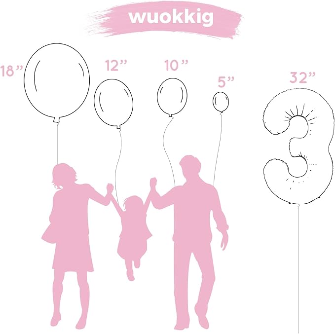 Jungle Safari Birthday Balloons, Pink Animal Balloons Birthday Party Supplies for Safari Birthday Wedding Shower Party Decorations (Number 3)