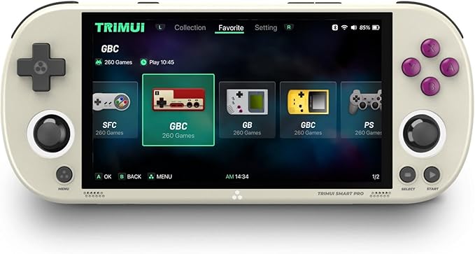 Smart Pro Handheld Game Console, Mini Game Player Compatible with More Than 20 formats of Games and 5 inch IPS High-Definition Screen, Portable Video Game Console (Grey 128G)