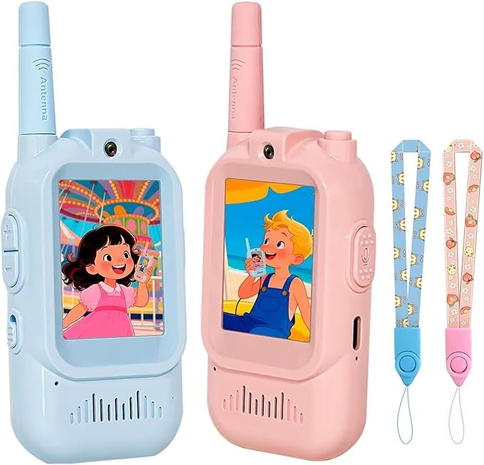 Meining Video Walkie Talkies for Kids 2 Pack, Rechargeable Long Range Two Way Radios Toys for Boys Girls, Indoor & Outdoor Adventure Camping Hiking, Birthday Gifts for 3-12 Years Old