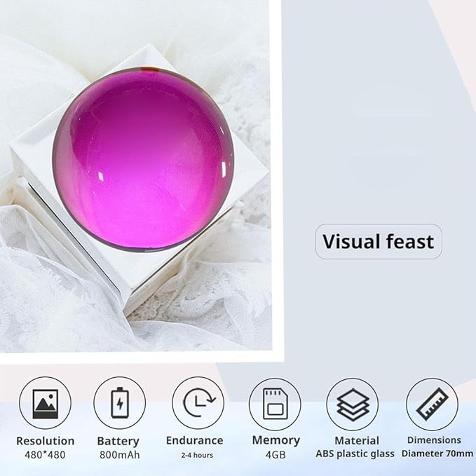 Creative Crystal Ball Video Player - 3D Electronic Glass Ball with MP4/JPG Support, 4GB Storage & Adjustable Volume, Ideal for Gifts, Travel Memories & Family Moments (Black)