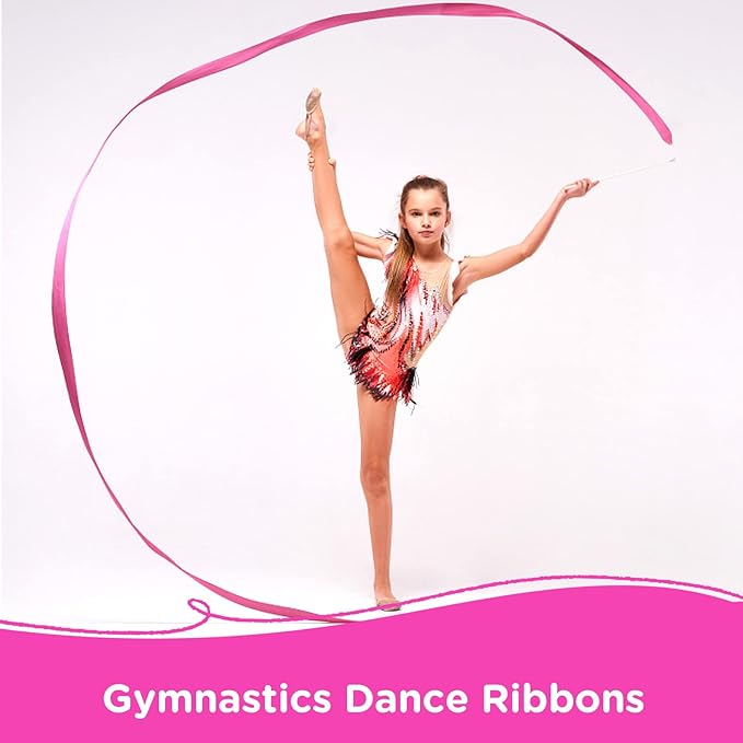 12PCS Rainbow Dance Wands Ribbon Streamers for Kids Gymnastics Rhythmic Dancing Twirling Sticks Silks Wands for Girls Circus Carnival Birthday Party Favors Rewards Gift