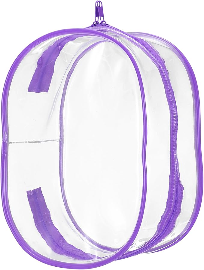uxcell Figure Display Bag, 6 x 3.7 x 8.7 Inch PVC Oval Portable Dolls Pouch Carrying Case Storage Bag Keychain Charm for Showing Off Boxes Dolls, Purple
