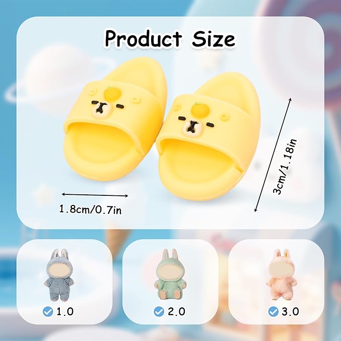 Summer Sandals for Dolls - Blue Open-Toe Slippers, Cute Accessories Easter Gifts for Photography, Display & Collectors Age Limit 15+ Easter Gifts（Yellow）