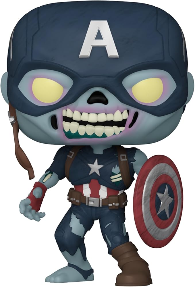 Funko Pop Marvel: What If? - Zombie Captain America Vinyl Bobblehead - Marvel What If - Collectable Vinyl Figure - Gift Idea - Official Merchandise - Toys for Kids & Adults - Superheroes Fans