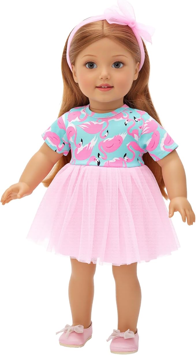 BARWA Doll Clothes and Accessories for 18 inch Girl Dolls Mermaid Casual Tutu Dress, Outfits, Swimsuit, Underwear… (C: Tutu Dress)