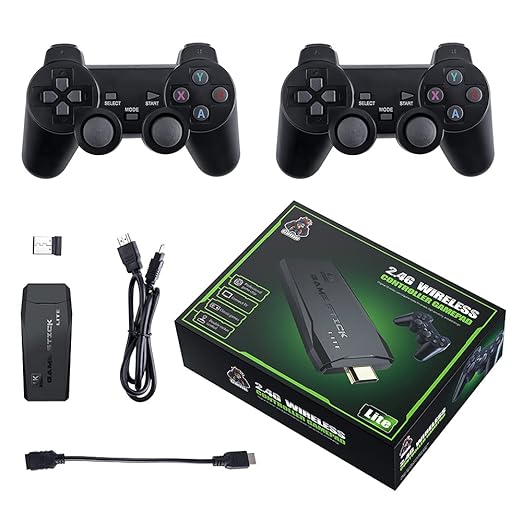 Retro Gaming Console M8 64G Wireless Game Stick,20000+ Games 4K HDMI Output Plug and Play Handheld Game Console with 2.4G Wireless Controller Gamepad for Christmas Birthday Gifts Easter Gifts