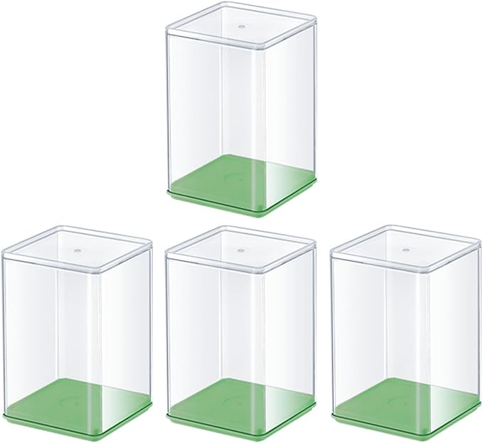 4 Pack Mini Figure Display Case 3x3x4.5 inch Clear Acrylic Stackable Figurine Storage Cabinet for Blind Box Minifigure Collectibles Dolls