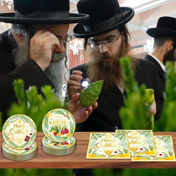 40Pcs Happy Sukkoy Decoration 20 Plates + 20 Napkin Feast of Tabernacles Sukkot Birthday Party Decorations