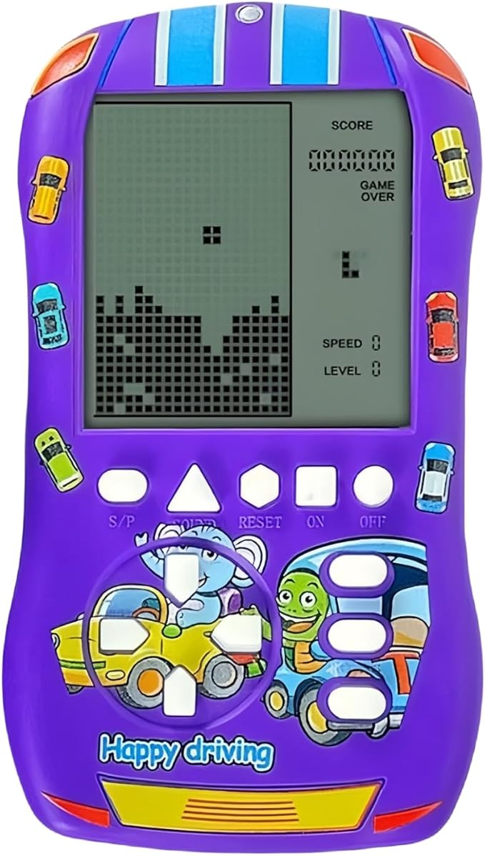 Sports Car Appearance Block Game Console Big Screen Built-in 23 Brick Games 824 Modes Adjustable Speed/Difficulty 70s/80s/90s Handheld Game Decice Kids/Teens/Birthdays (Purple)