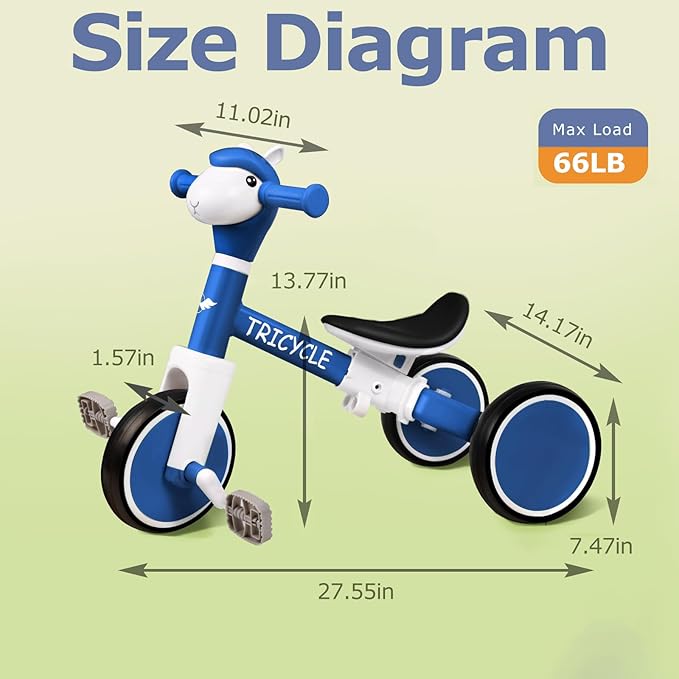 Toddler Balance Bike with Light & Music, Tricycle for Toddlers 1-5 Year Olds, Toddler Tricycle for Boys Girls, Kids Bicycle with Removable Pedal, Birthday Gifts for 1 2 3 4 5 Year