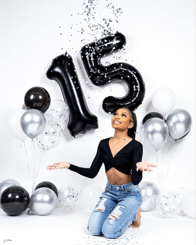 40 Inch Black Number Balloon 0-9(Zero-Nine), Big Size Happy Birthday Balloon, Foil Helium Big Number Balloon for Birthday Celebration Decorations Graduations Anniversary Photo Shoot