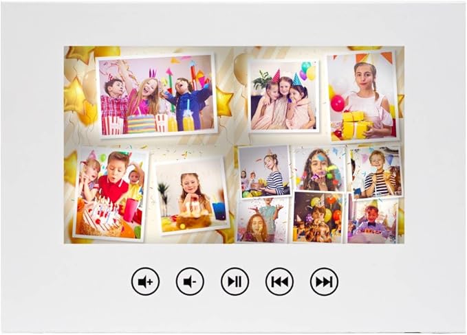 Unique Birthday Video Card for Kids – Personalized with Photos – Playable Slideshow Greeting – 7” LCD, 256MB Memory, Rechargeable Battery, Gift Ready Packaging