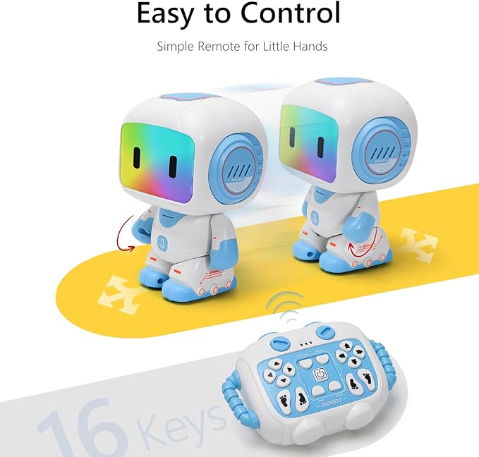 GILOBABY Programmable RC Robot Toy for Boys, Rechargeable STEM Astronaut w/LED Face, Voice Recording, Dancing, Remote Jetpack, Gift for 4 5 6 7 8 Year Old Kids（Blue）