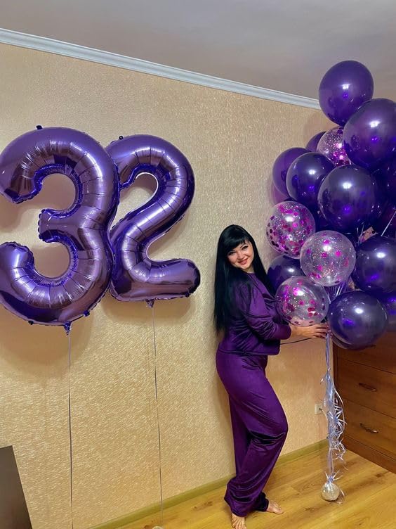 Purple 3 Balloon, Number Balloon 40 Inch, 3rd Three Year Old Birthday Deco, Purple Party Supplies for Party Decorations, Number 3 Balloon