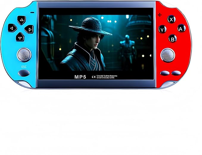 Color Video Game Console 4.3 inch Dual Joystick Built-in 3000 Retro Games Support Arcade CPS/gba/gbc/gb/SFC/fc Video/Music/E-Book AV Out Rechargeable Lithium Battery Children's Gift(Bluered)