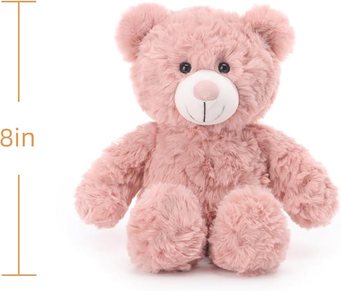 Apricot Lamb Misty Pink Flower Bear Stuffed Animals for Kids, Soft Cute Plush Toys for Baby Girl and Boy, 8 Inches