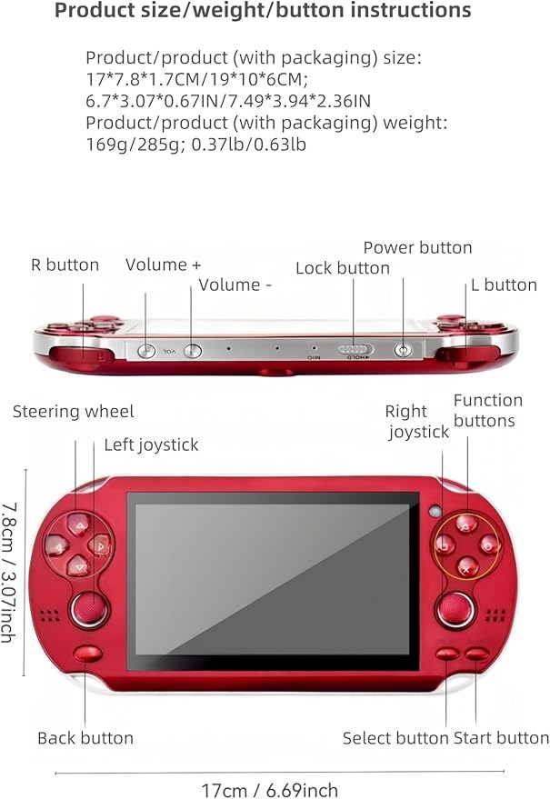 Retro Game Console 4.3 Inch Screen, Portable Dual Joystick Handheld Gaming System with 2000+ Games, Support TV Connection, Rechargeable Travel Toys for Kids Adults, Birthday Xmas Gift (White)
