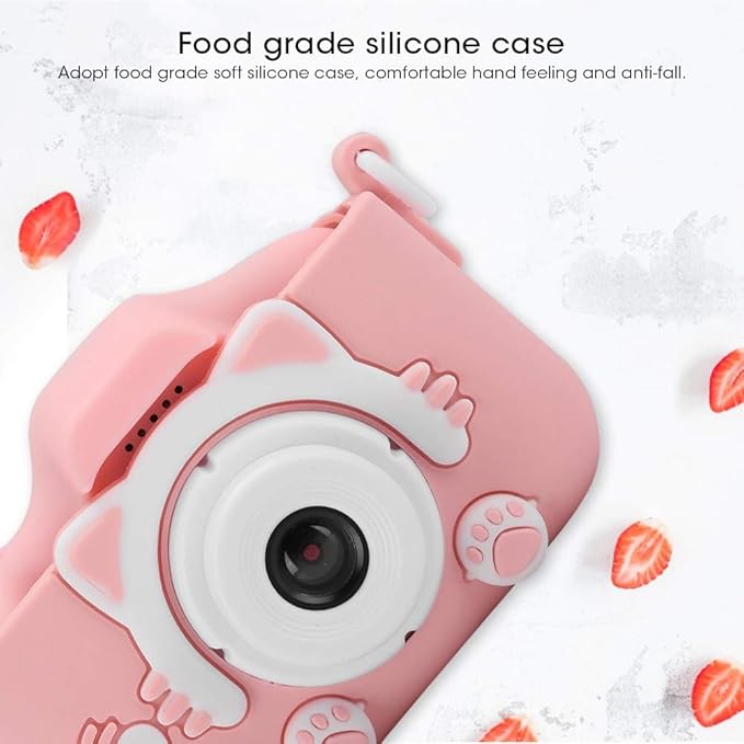 Children , 12MP ABS Silicone Mini Cartoon Kitty Digital Camera Toy with Double Camera for Kids ()