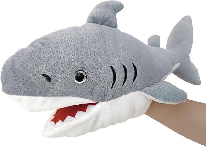 Shark Hand Puppet Realistic Plush Puppet 13", Puppets for Kids Ocean Animal Hand Puppet with Moveable Mouth,Soft Stuffed Shar k Puppet Story Toys Shark Puppets Role Play Teaching Gift