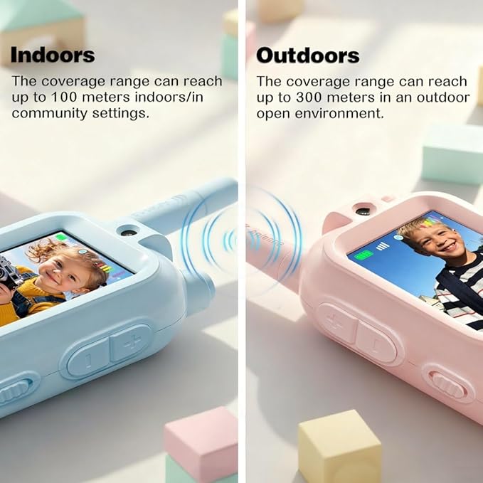 Walkie Talkies for Kids with Camera Video Walkie Talkie 2 Pack Rechargeable Long Range Kids Toys for Camping Hiking Travel Gifts for Boys & Girls Ages 3–10