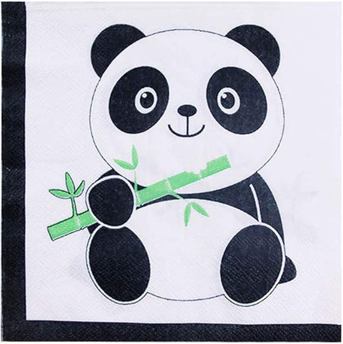 Panda Party Supplies, 20 plates, 20 napkins and 1 tablecloth
